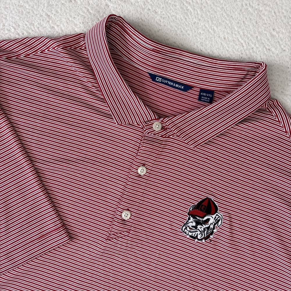 GEORGIA BULLDOGS Mens Performance Polo Shirt 4XL Red/White Golf Lightweight SS